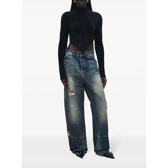 Marc Jacobs Hairy Grunge Pointed Sweater Cropped Black XS NEW Sample - Picture 1 of 9